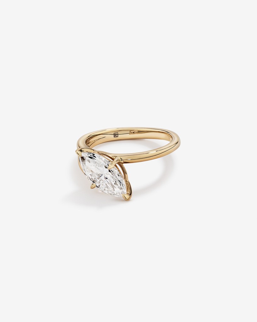 Michael Hill 2.00 Carat TW East West Marquise Cut Laboratory-Grown Diamond Double Band Engagement Ring in 14kt Yellow Gold V3
